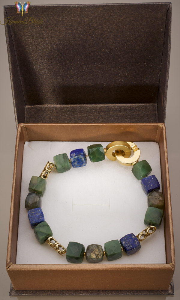 Bransoletka „tricolor” – jadeit, lapis lazuli i labradoryt