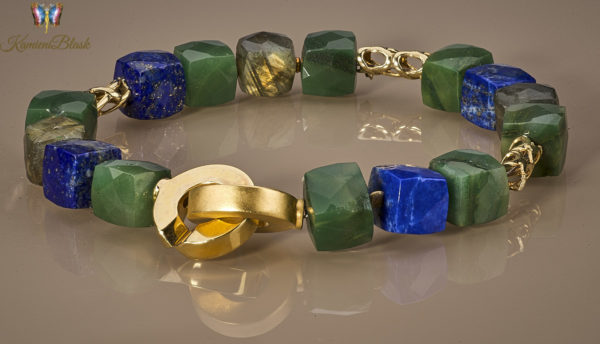 Bransoletka „tricolor” – jadeit, lapis lazuli i labradoryt