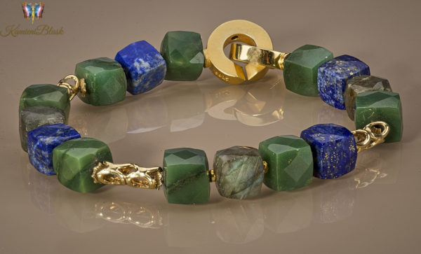 Bransoletka „tricolor” – jadeit, lapis lazuli i labradoryt